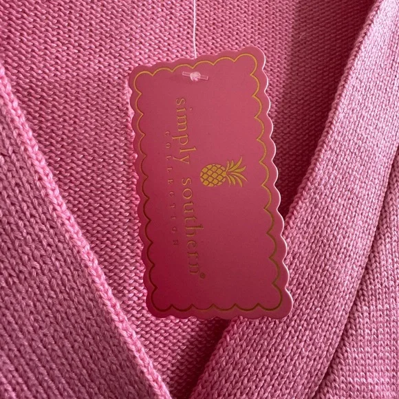 NWT Simply Southern Sequin Pink Santa Cardigan Sweater - Picture 3 of 9